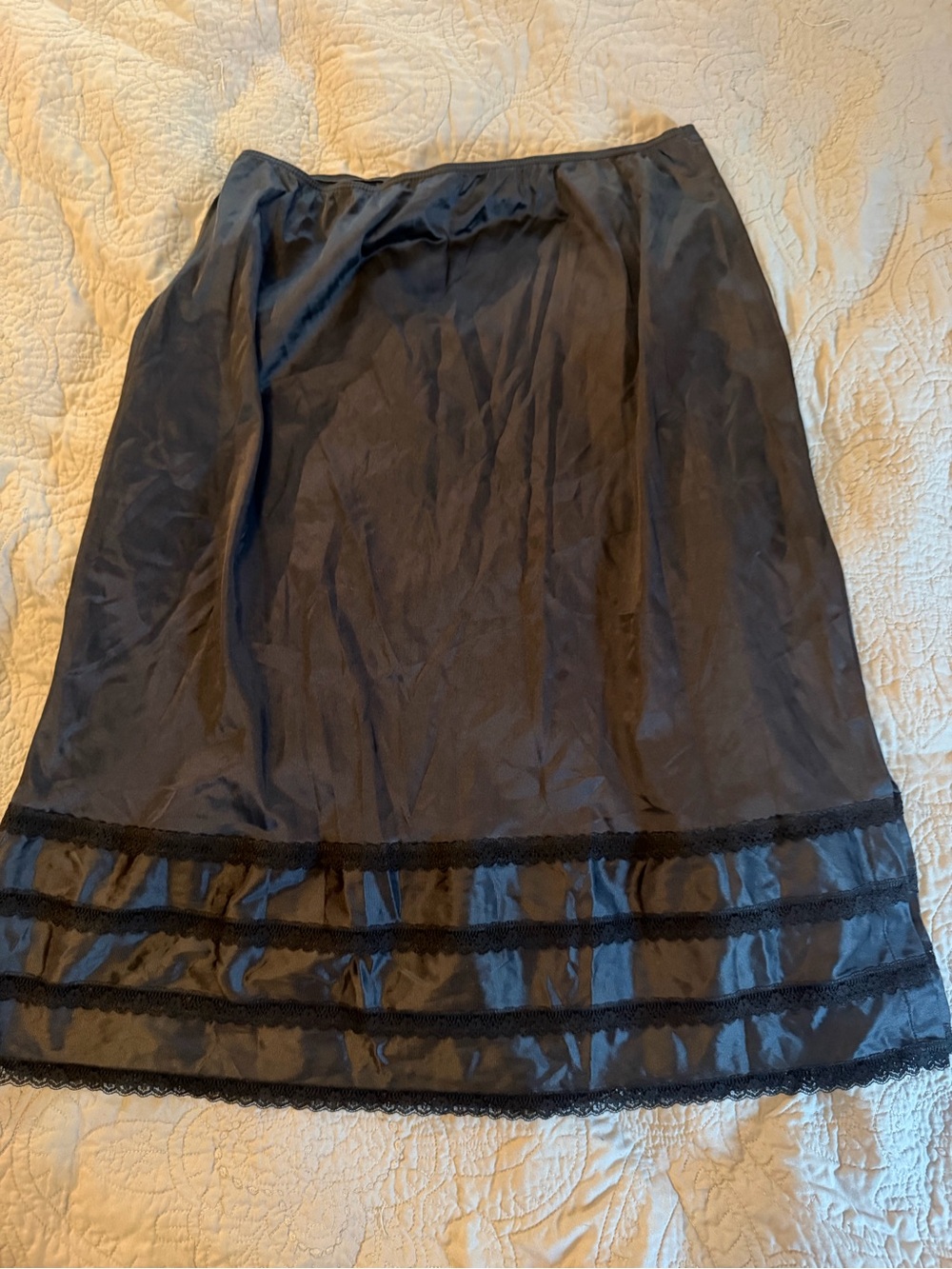 Vtg Sears Black Women’s Half Slip Skirt with Lace Trim